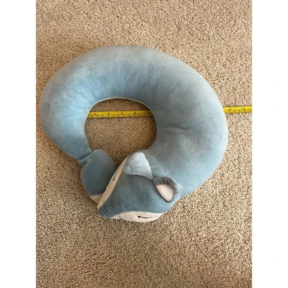 Blue Fox Travel Neck Pillow Plush – U-Shaped Animal Cartoon Kids & Adult Comfort